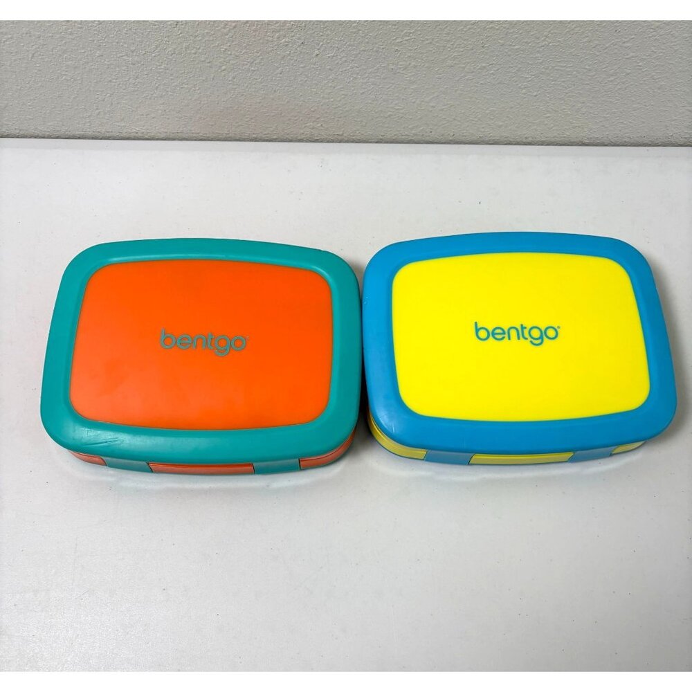 Bentgo Kids Leak Proof 5 Compartment Lunch Box Lot of 2 Yellow Orange School‎
